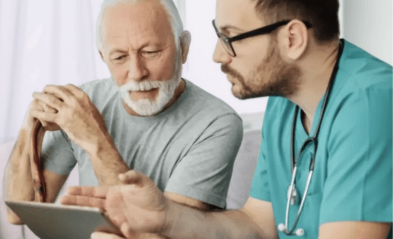 A patient consulting a physician about kidney stone treatment options
